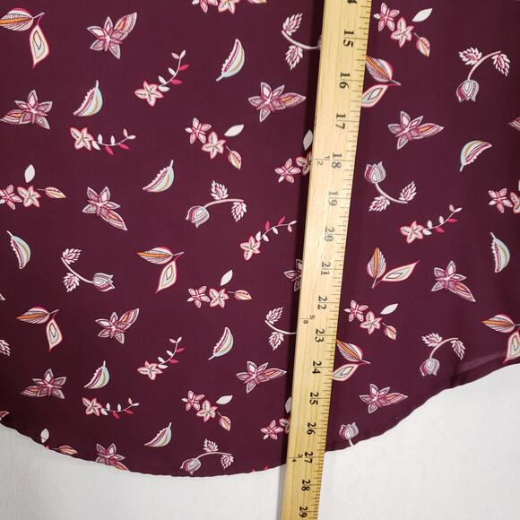 Simply Styled Blouse Womens Large Purple Floral Print Keyhole Back Scoop Neck - Picture 9 of 11